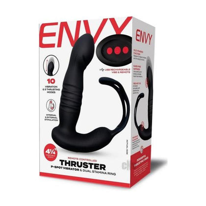 ENVY Toys Remote Thrust P-Spot Dual Ring Vibrator PT-2002 for Men - Black