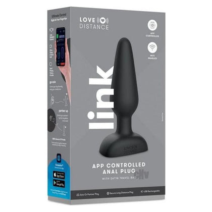 Love Distance Link Plug Black - Powerful 20-Function Silicone Vibrating Butt Plug for All Levels of Pleasure - Model LDLPB-20 - Unisex Anal Stimulation - Black - Adult Naughty Store