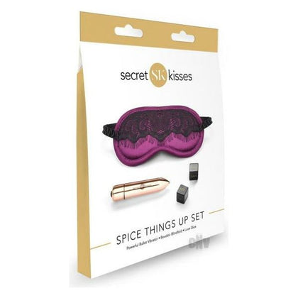 SK Spice Things Up Set - Bullet Vibrator and Blindfold Kit for Couples - Model SV-2002 - Unisex - Intimate Pleasure and Sensation Play - Midnight Black