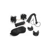 Secret Kisses Midnight Special Bondage Set - Elegant Black Sheer Cuffs, Rope, Blindfold, Whip, and Bowtie Nipple Pasties for Sensual Role Play and Intimate Pleasure - Adult Naughty Store