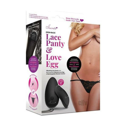 Introducing the Seductress Secret Open Back Lace Panty Egg Black: The Ultimate Pleasure Experience for Women