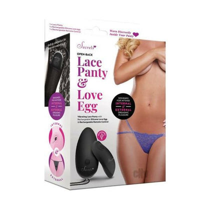 Introducing the Secret Pleasures Open Back Lace Panty Egg Purple - The Ultimate Remote-Controlled Pleasure Experience for Women's Internal and External Stimulation