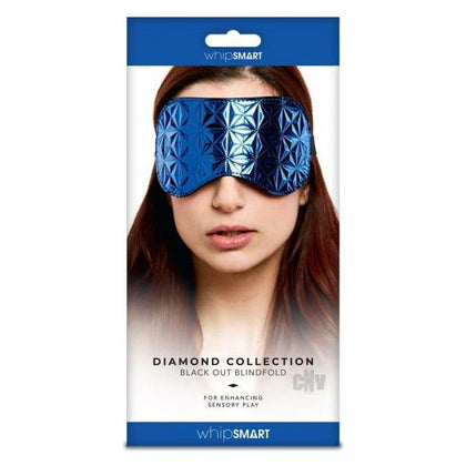 Whipsmart Diamond Eye Mask Blindfold Blue - Sensual Bondage Play BDSM Sex Toy - Model X7 - Unisex - Enhanced Sensation and Pleasure - Stylish Black and Blue Diamond Pattern - Adult Naughty Store