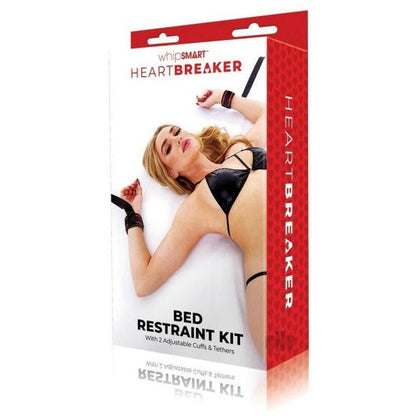 Whipsmart Heartbreaker Bedstraps - Versatile Soft Bondage Restraint Set for Couples Play - Model HS-200 - Unisex - Wrist and Ankle Cuffs - Bedroom Fun - Black