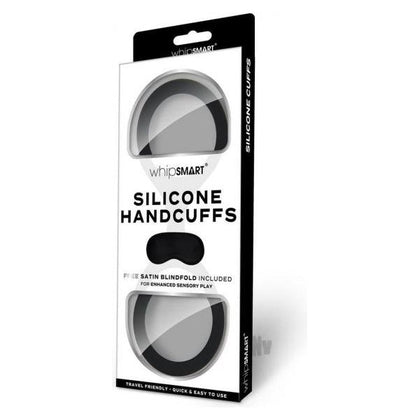 Introducing the Whipsmart Silicone Quickie Cuffs Eye Mask SM: Unisex Bondage Restraints for Sensory Delight in Sleek Black