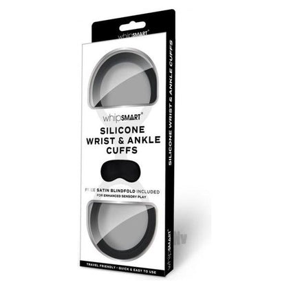 Introducing the Whipsmart Silicone Quickie Cuffs Eye Mask Set | Model: M/l | Unisex | Wrist & Ankle Restrains | Black