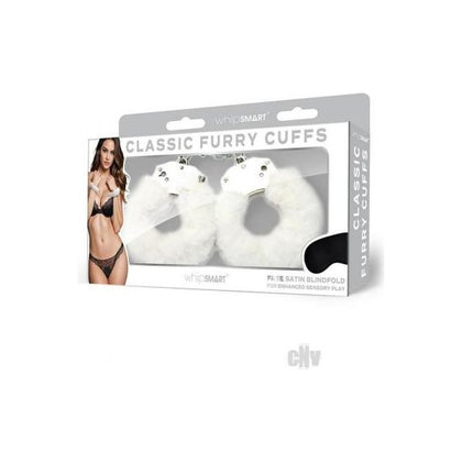 Introducing the Whipsmart Furry Cuffs Eye Mask Set - Model WHT75 - Unisex Plush Restraint Kit for Sensory Play and Comfort in White