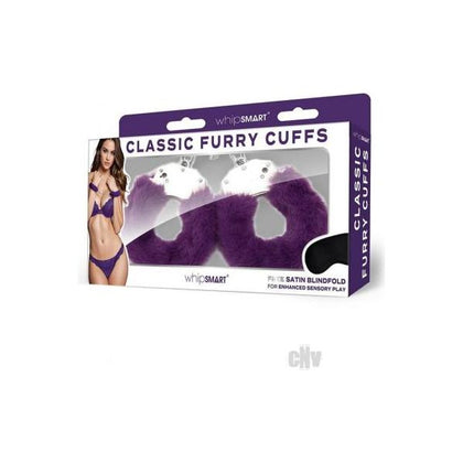 Whipsmart Plush Furry Cuffs & Blindfold Set - Blissful Comfort and Sensory Play for Her, Wrist Restraints, Model H135, Dusky Rose