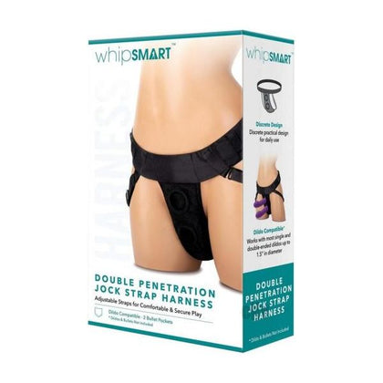 Whipsmart DP Jock Strap Harness Q-s: Double Penetration Jock Strap Harness for Enhanced Pleasure in Black - Adult Naughty Store