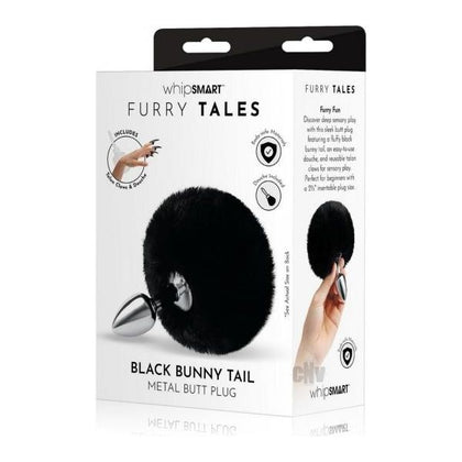 Introducing: Whipsmart Metal Bunny Tail Plug Set - Fluffy Bunny Tail 2.5 Black - Unisex Anal Pleasure Toy