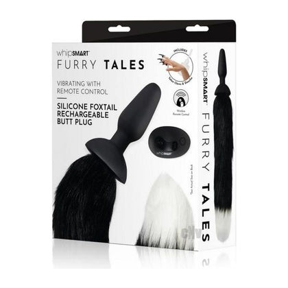 Introducing the Whipsmart Fox Tail Sil Remote-Controlled Butt Plug, Model 3.75 Black, for Him or Her - An innovative silicone butt plug with remote-controlled vibrations for tailored pleasure.
