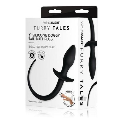 Whipsmart Silicone Dog Tail Butt Plug - Play Tails Doggy 3 Black - Unisex Anal Pleasure Toy