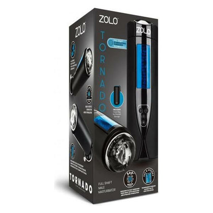 Zolo Tornado USB Rechargeable Full Shaft Male Masturbator - Model ZT-500 - Intense Pleasure for Men - Black