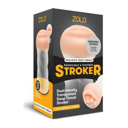 ZOLO Realistic Deep Throat Clear Male Masturbator Stroker - Model DT-100 - For Men - Intense Oral Pleasure - Transparent