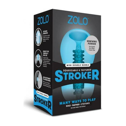 ZOLO Blue Mini Double Bubble Textured Stroker - Model ZMDS-001 - Versatile Male Sex Toy for Solo or Partner Play - Intense Pleasure for Oral or Intercourse - Blue
