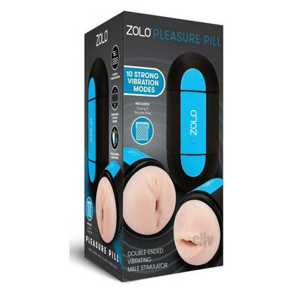 ZOLO Pleasure Pill Black-Blue Double-Ended Vibrating Male Stimulator - Model X1 - For Intense Pleasure in Both Mouth and Anal Areas - Adult Naughty Store