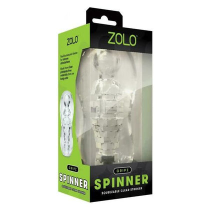 ZOLO Gripz Spinner Clear - Flexible Textured Sleeve for Intense Stimulation - Model GS-300 - Male Masturbator - Disco Ball Interior - Transparent