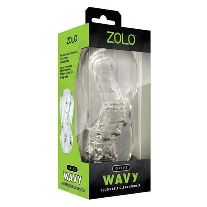 ZOLO Gripz Wavy Clear Squeezable Stroker - Model ZG-300 - For Men - Intense Pleasure - Clear