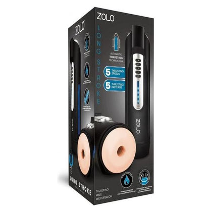 Zolo Long Stroke Male Masturbator - Model LS-500 - Thrusting and Warming - Enhances Pleasure - 10 Functions - Hypoallergenic - USB Rechargeable - Black