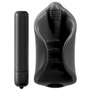 PDX Elite Vibrating Silicone Stimulator - Male Masturbation Toy, Model X-200, Frenulum Stimulation, Black - Adult Naughty Store