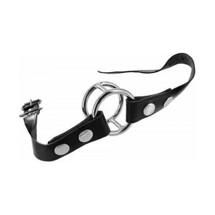 Strict Deep Throat Gag - Black Leather, Stainless Steel Oral Invasion Toy for Submissive and Dominant Play