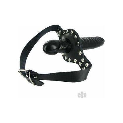 Strict Leather Ride Me Mouth Gag - The Ultimate Double Pleasure BDSM Mouth Gag for Intense Domination - Model SLRMG-001 - Unisex - Dual Penetration - Glossy Black