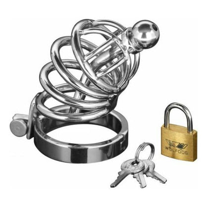 Asylum 4 Ring Chastity Cage Urethral Plug S-M - Premium Stainless Steel Male Chastity Device for Controlled Pleasure - Model A4RCC-SM - Men's Urethral Plug with Four Enclosure Rings - Intense Stimulation - Silver