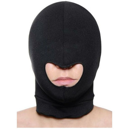 Fetish Fantasy Series Blow Hole Open Mouth Spandex Hood - Unisex Full Head Mask for Sensory Deprivation and BDSM Roleplay - Black - Adult Naughty Store