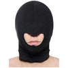 Fetish Fantasy Series Blow Hole Open Mouth Spandex Hood - Unisex Full Head Mask for Sensory Deprivation and BDSM Roleplay - Black