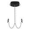 Master Series Submission Collar and Clamp Union - Adjustable BDSM Neck Restraint with Nipple Clamps - Model SCU-2021 - Unisex - Sensual Pleasure and Pressure - Black - Adult Naughty Store