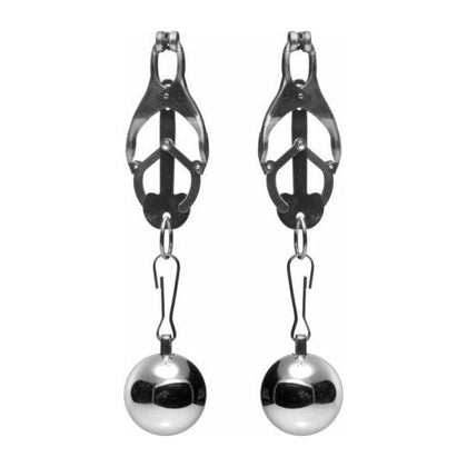 Deviant Monarch Weighted Nipple Clamps - Intensify Pleasure with the Exquisite Model 500 for All Genders - Black - Adult Naughty Store