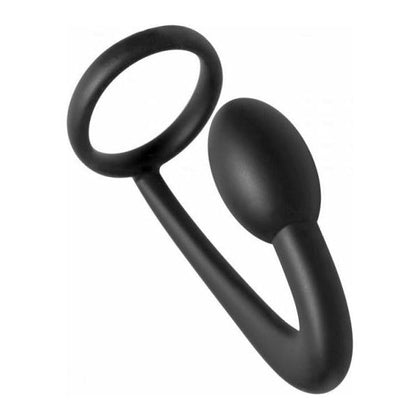 Introducing the Explorer Cock Ring Prostate Plug Black - The Ultimate Pleasure Tool for Men