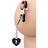 Introducing the Exquisite Charmed Heart Padlock Nipple Clamps - Model X123, Black - For Him and Her, Unleash Pleasure and Passion! - Adult Naughty Store