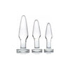 Prism Dosha 3 Piece Glass Anal Plug Kit - Graduated Sizes for Sensual Pleasure - Model D3P-APK - Unisex - Versatile Pleasure - Clear - Adult Naughty Store