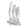 Prism Dosha 3 Piece Glass Anal Plug Kit - Graduated Sizes for Sensual Pleasure - Model D3P-APK - Unisex - Versatile Pleasure - Clear - Adult Naughty Store