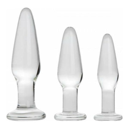 Prism Dosha 3 Piece Glass Anal Plug Kit - Graduated Sizes for Sensual Pleasure - Model D3P-APK - Unisex - Versatile Pleasure - Clear - Adult Naughty Store