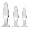 Prism Dosha 3 Piece Glass Anal Plug Kit - Graduated Sizes for Sensual Pleasure - Model D3P-APK - Unisex - Versatile Pleasure - Clear - Adult Naughty Store