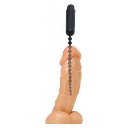 Premium Silicone Vibrating Beaded Sound - Dark Rod DR-500 - Male Urethral Pleasure - Black - Adult Naughty Store