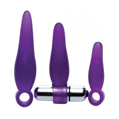 Introducing the SensaPlaisir Fanny Fiddlers 3 Piece Finger Rimmer Bullet Vibrator - Model FF-2000 - Unisex Anal Pleasure - Purple