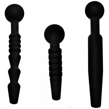 Dark Rods 3 Piece Silicone Penis Plug Set - Black: The Ultimate Urethral Pleasure Experience for Men - Adult Naughty Store