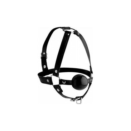 Leather Head Harness with 1.65 Inches Ball Gag - Model X1B, Unisex, Bondage Gear for Sensual Control - Black - Adult Naughty Store