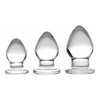 Euphoria Glass Triplets 3 Piece Anal Plug Kit - Model X3 - Unisex - Pleasure for All - Clear - Adult Naughty Store