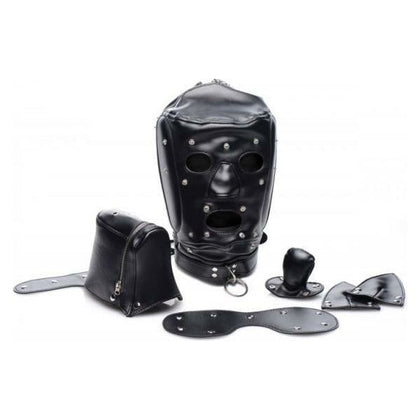 Masterful Pleasure Play: Muzzled Universal BDSM Hood with Removable Muzzle - Model MUZ-001, Unisex, Sensory Deprivation, Black - Adult Naughty Store