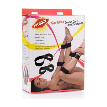 Frisky Two Timer Restraints - Versatile Bondage Straps for Intimate Pleasure - Model FT-2001 - Unisex - Full Body Restraint - Black - Adult Naughty Store