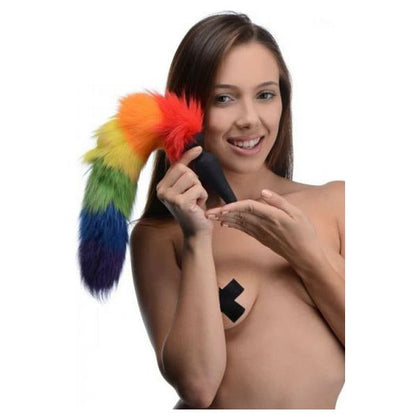 Tailz Rainbow Tail Silicone Butt Plug - Model TRS-2021 - Unisex Anal Pleasure Toy - Vibrant Multicolored Design