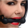 Strict Leather Black Silicone Bit Gag O-S: Submissive Pleasure Enhancer for All Genders - Adult Naughty Store