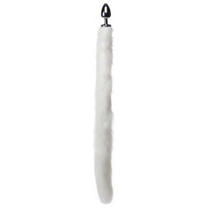 Tailz Extra Long Mink Tail Metal Anal Plug - Model XLMTP-001 - Unisex - Intense Pleasure - White