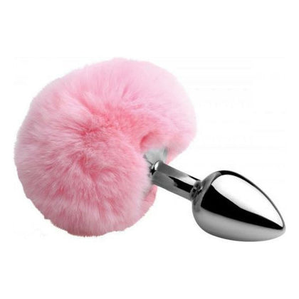 Introducing the Luxe Collection: Fluffy Bunny Tail Anal Metal Butt Plug Pink - Model BTP-1001 (For All Genders, Anal Pleasure)