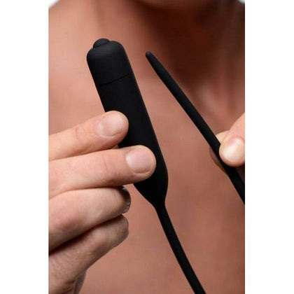 Introducing the Cadence Extreme 10X Vibrating Urethral Sound: The Ultimate Pleasure Experience for Men in Black - Adult Naughty Store