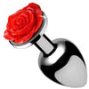 Booty Sparks Red Rose Anal Plug Medium - Elegant Aluminum Butt Plug for Sensual Pleasure - Adult Naughty Store